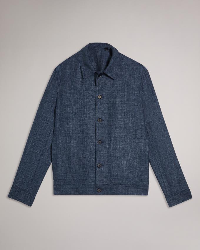 Veste Ted Baker Linen And Wool Bleu Marine Homme | ONF-62951922